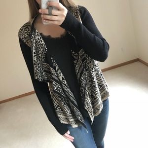 Lucky Black/Tan Cardigan